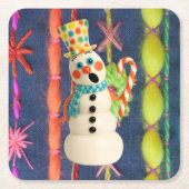 Ceramic Scarf Snowman Coaster Kartonnen Onderzetters (Voorkant)