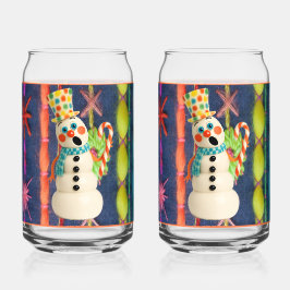 Ceramic Scarf Snowman Soda Glass Blikvorm Glas