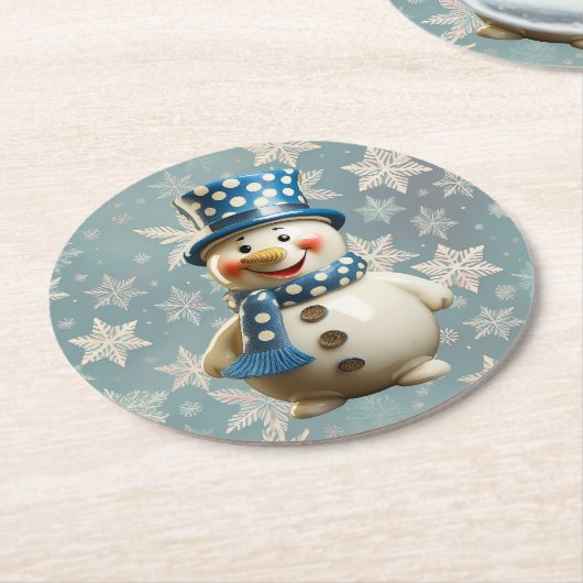 Ceramic Snowman Coaster Ronde Kartonnen Onderzetter (Gebogen)