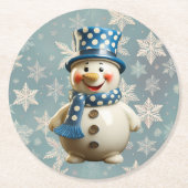 Ceramic Snowman Coaster Ronde Kartonnen Onderzetter (Voorkant)