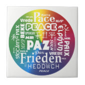 Ceramic tegel display Peace Paz Pax meertalig Tegeltje (Voorkant)