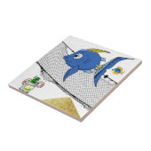 Ceramic Tegel White Fish Net, Worms Gevist Net Tegeltje (Zijkant)