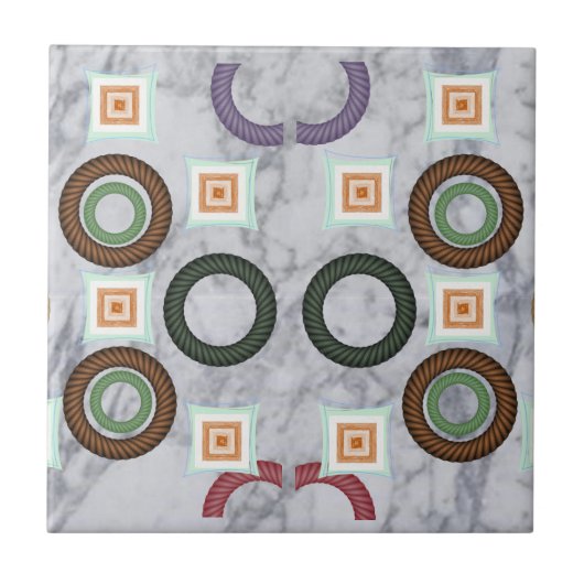 Ceramic Tegel White Marble Abstract Tegeltje (Voorkant)