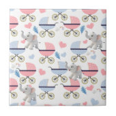 Ceramic Tile Baby Stroller Stork Elephant  Tegeltje (Voorkant)