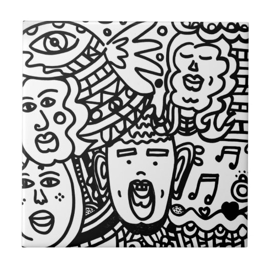 Ceramic Tile - Black and White Tegeltje (Voorkant)