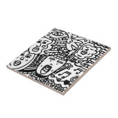 Ceramic Tile - Black and White Tegeltje (Zijkant)