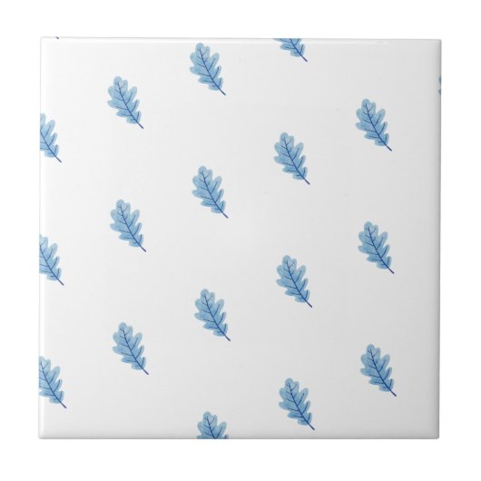 Ceramic Tile Blue Leaves  Tegeltje (Voorkant)