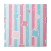 Ceramic Tile  Blue Pastel Stripe  Tegeltje (Voorkant)