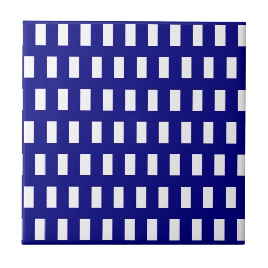 Ceramic Tile Blue & White Stripe Checkered Tegeltje (Voorkant)