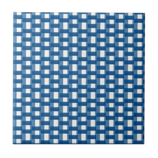 Ceramic Tile Blue & White Stripe Square Tegeltje (Voorkant)