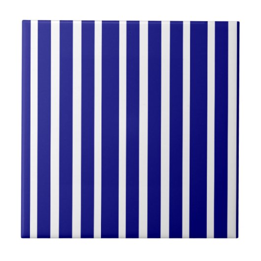 Ceramic Tile Blue & White Stripe Tegeltje (Voorkant)