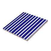 Ceramic Tile Blue & White Stripe Tegeltje (Zijkant)