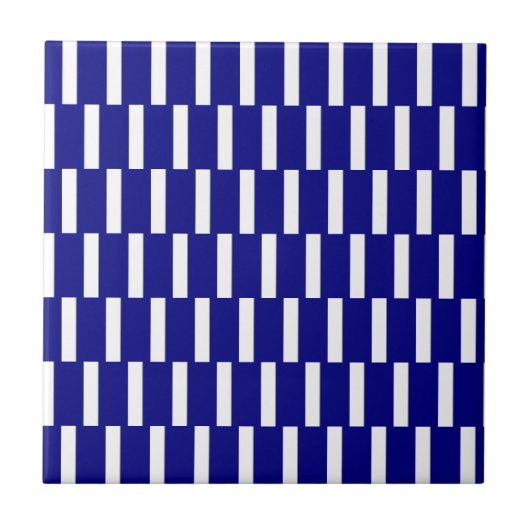 Ceramic Tile Blue & White Stripe Tegeltje (Voorkant)
