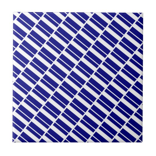 Ceramic Tile Blue & White Stripe Tegeltje (Voorkant)