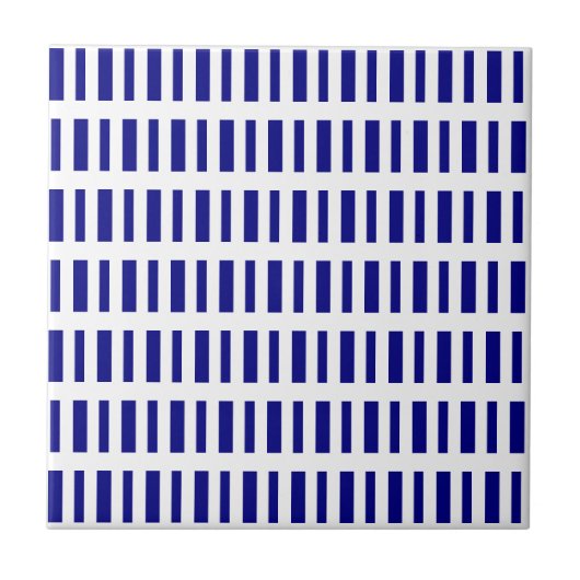 Ceramic Tile Blue & White Stripe Tegeltje (Voorkant)