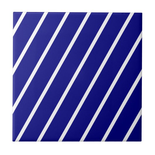 Ceramic Tile Blue & White Stripe Tegeltje (Voorkant)