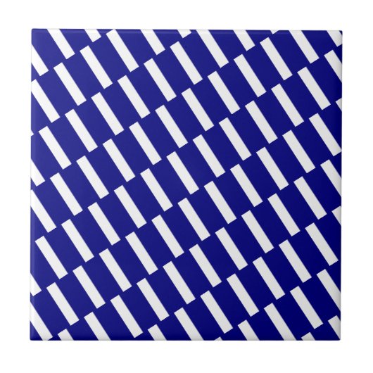 Ceramic Tile Blue & White Stripe Tegeltje (Voorkant)