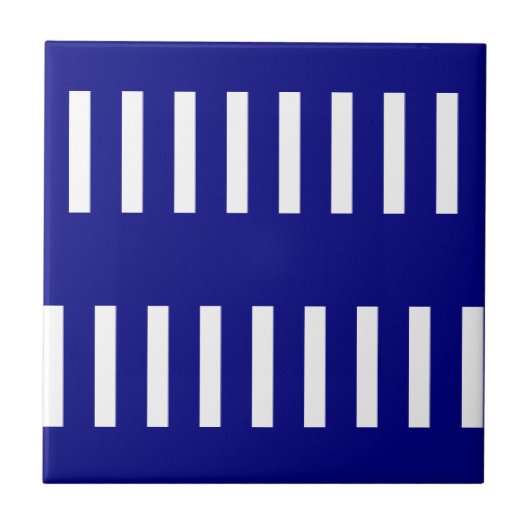 Ceramic Tile Blue & White Stripe Tegeltje (Voorkant)