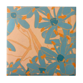 Ceramic Tile Contemporary Leaf Design in Peach Tegeltje