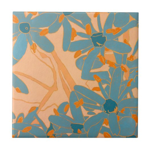 Ceramic Tile Contemporary Leaf Design in Peach Tegeltje (Voorkant)