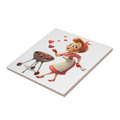 Ceramic Tile Cooking Love Red Hearts  Tegeltje (Zijkant)