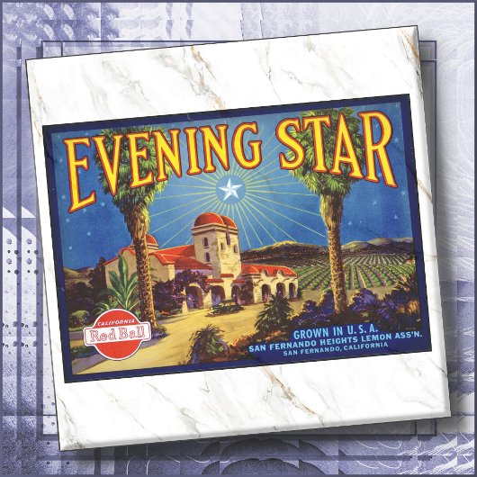 CERAMIC TILE - ''Evening Star'' - Crate Label Tegeltje