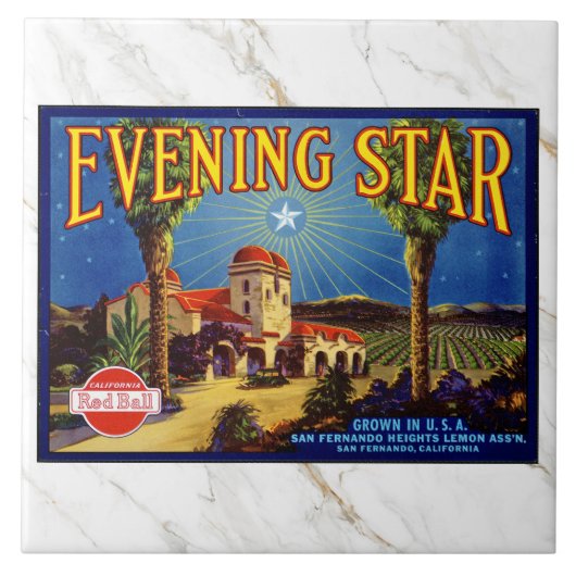 CERAMIC TILE - ''Evening Star'' - Crate Label Tegeltje (Voorkant)