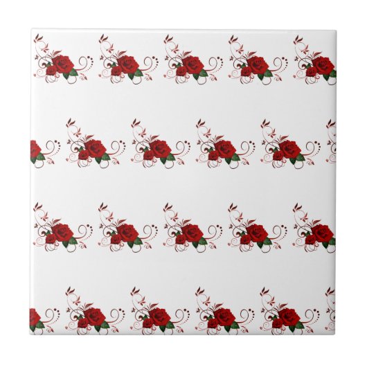 Ceramic Tile Floral Red Rose Tegeltje (Voorkant)