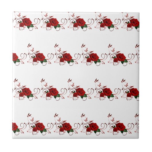 Ceramic Tile Floral Red Rose Tegeltje (Voorkant)