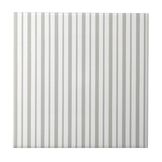 Ceramic Tile Grey & White Stripe Square Tegeltje (Voorkant)