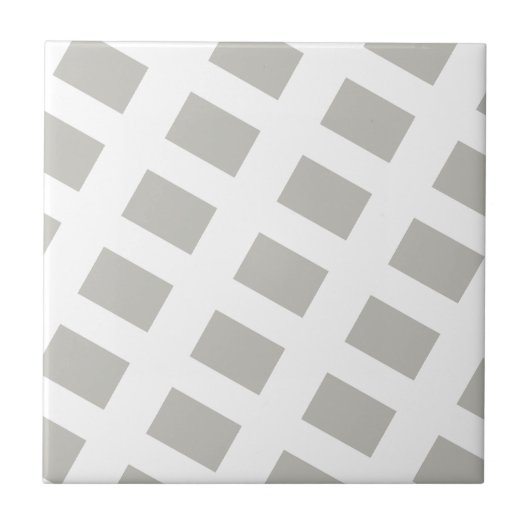 Ceramic Tile Grey & White Stripe Square Tegeltje (Voorkant)