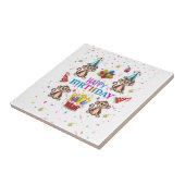 Ceramic Tile Happy Birthday Monkey Cupcake Tegeltje (Zijkant)