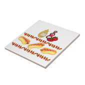 Ceramic Tile Hotdogs Ketchup Mustard Tegeltje (Zijkant)
