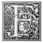 Ceramic Tile - Monogram Alphabet F black White Tegeltje (Voorkant)