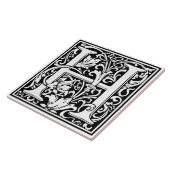 Ceramic Tile - Monogram Alphabet H black White Tegeltje (Zijkant)
