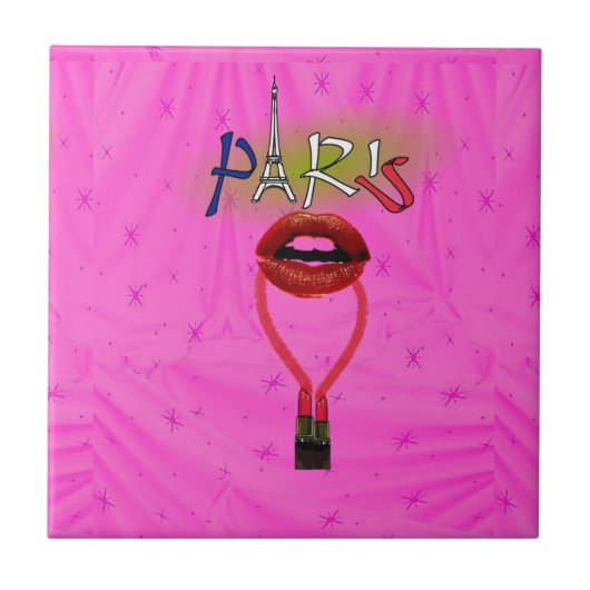 Ceramic Tile Paris France Lipstick Tegeltje (Voorkant)
