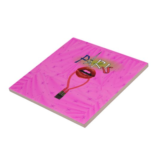 Ceramic Tile Paris France Lipstick Tegeltje (Zijkant)