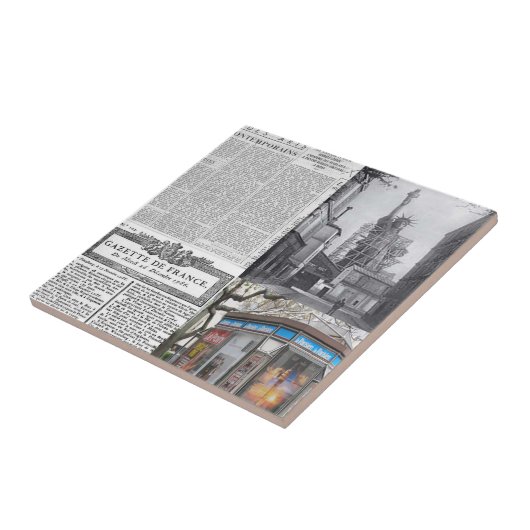 Ceramic Tile Paris France Newspaper Tegeltje (Zijkant)