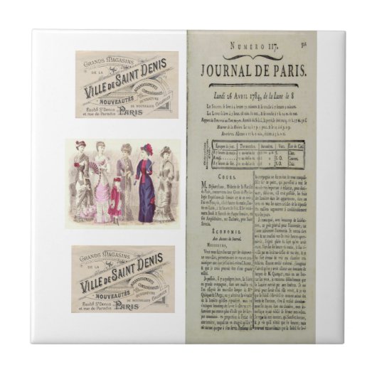 Ceramic Tile Paris France Newspaper Tegeltje (Voorkant)