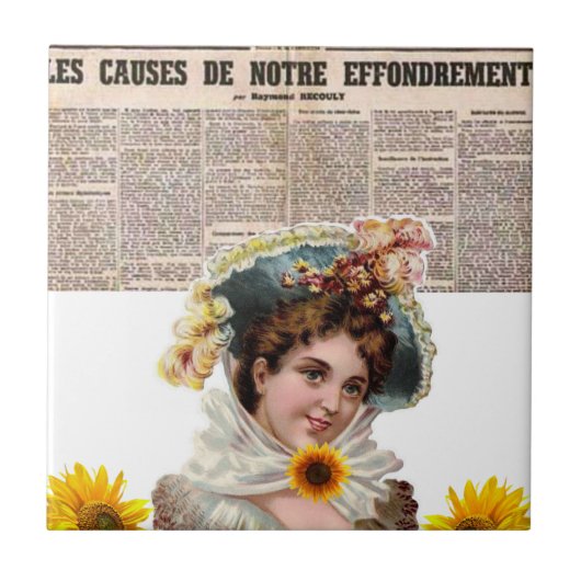 Ceramic Tile Paris France Newspaper Tegeltje (Voorkant)