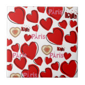 Ceramic Tile Paris France Red Hearts Tegeltje (Voorkant)