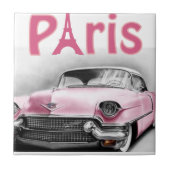 Ceramic Tile Paris Frankrijk Roze auto Tegeltje (Voorkant)