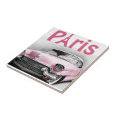 Ceramic Tile Paris Frankrijk Roze auto Tegeltje (Zijkant)