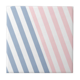 Ceramic Tile Pink & Blue Stripe  Tegeltje