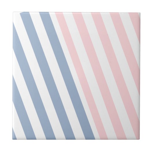 Ceramic Tile Pink & Blue Stripe  Tegeltje (Voorkant)