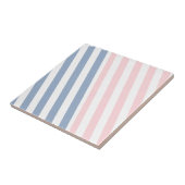 Ceramic Tile Pink & Blue Stripe  Tegeltje (Zijkant)