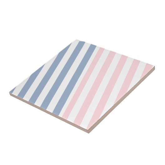 Ceramic Tile Pink & Blue Stripe  Tegeltje (Zijkant)