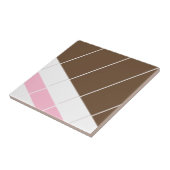 Ceramic Tile Pink Brown White Stripe Tegeltje (Zijkant)