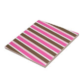 Ceramic Tile Pink Brown White Stripe Tegeltje (Zijkant)