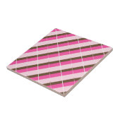 Ceramic Tile Pink Brown White Stripe Tegeltje (Zijkant)